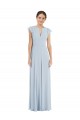 Flutter Sleeves Sea Glass V-Back A-Line Bateau Neck Formal Dress