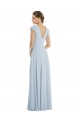 Flutter Sleeves Sea Glass V-Back A-Line Bateau Neck Formal Dress