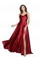 Sleeveless Burgundy Low Back A-Line Spaghetti Straps Black Tie Formal Dress