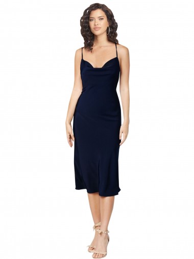 Affordable Sleeveless Dark Navy Criss Cross Open Back A-Line Spaghetti Straps Formal Dress Canada