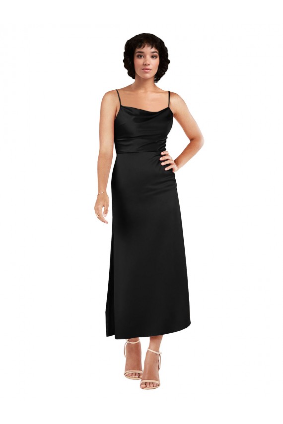 Sleeveless Black A-Line Spaghetti Straps Formal Dress