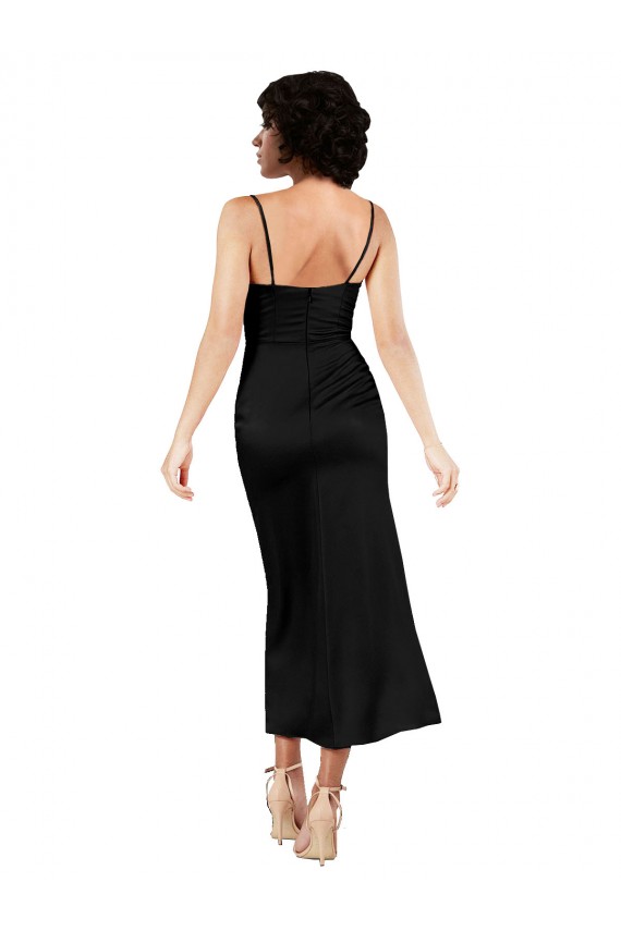 Sleeveless Black A-Line Spaghetti Straps Formal Dress