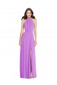 Sleeveless Violet Backless A-Line Halter Neck Formal Dress