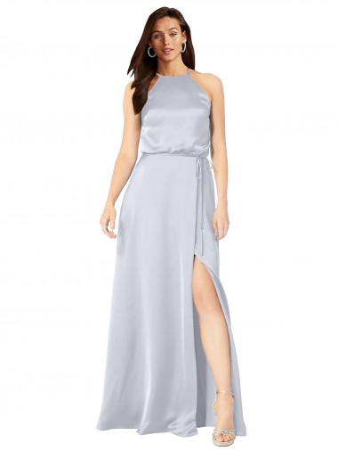 Affordable Sleeveless Fog Low Back A-Line Halter Neck Formal Dress Canada