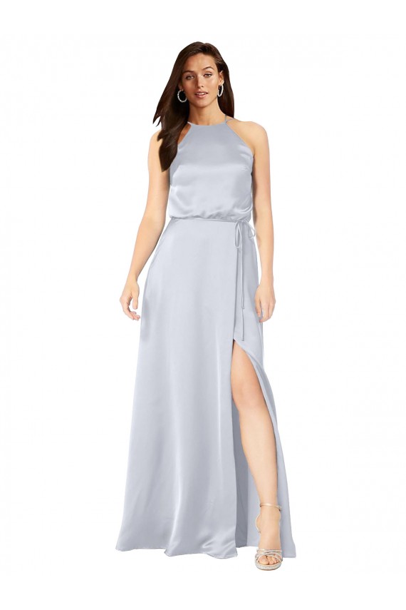 Sleeveless Fog Low Back A-Line Halter Neck Formal Dress