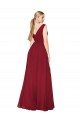 Sleeveless Burgundy V-Back A-Line V-Neck Black Tie Formal Dress