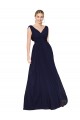Sleeveless Dark Navy A-Line V-Neck Formal Dress