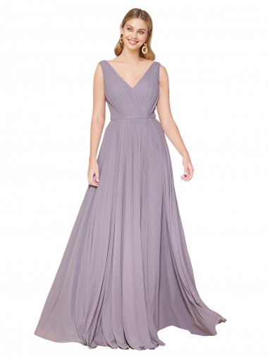 Affordable Sleeveless Dusty Rose V-Back A-Line V-Neck Formal Dress Canada