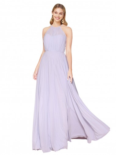 Affordable Sleeveless Lilac A-Line Halter Neck Formal Dress Canada