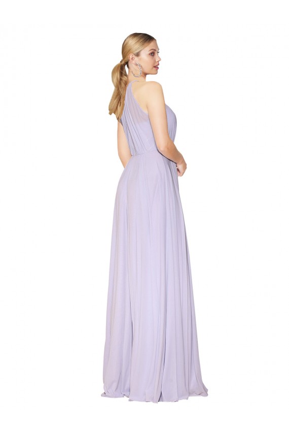 Sleeveless Lilac A-Line Halter Neck Formal Dress