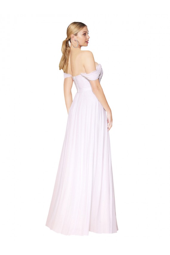 Sleeveless White A-Line Off the Shoulder Formal Dress
