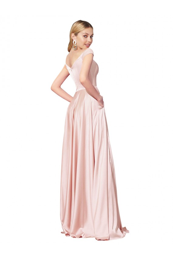 Sleeveless Pink A-Line Off the Shoulder Formal Dress