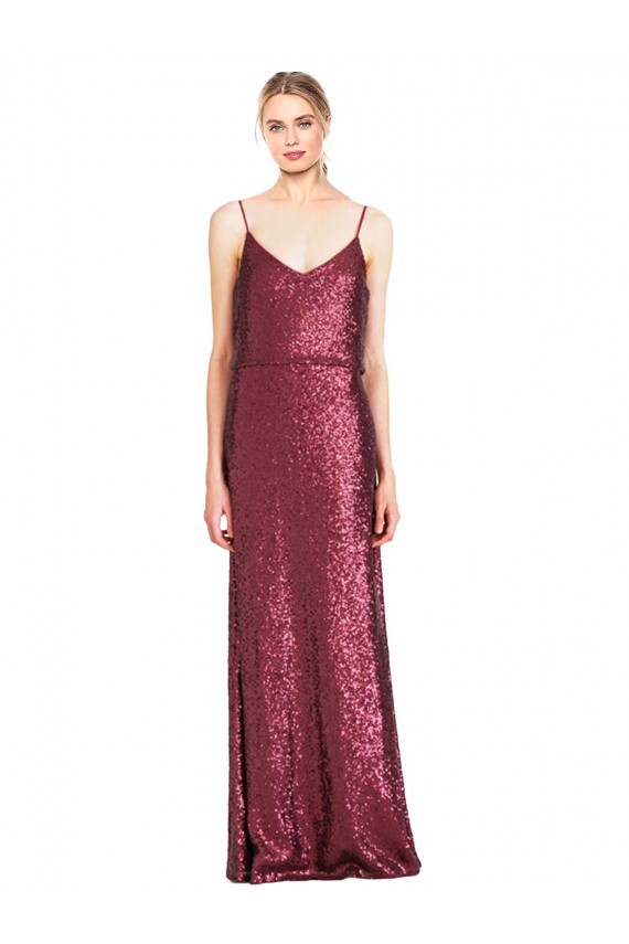 Sleeveless Burgundy A-Line Halter Neck Formal Dress