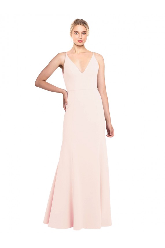 Sleeveless Pink V-Back A-Line V-Neck Pink Formal Dress