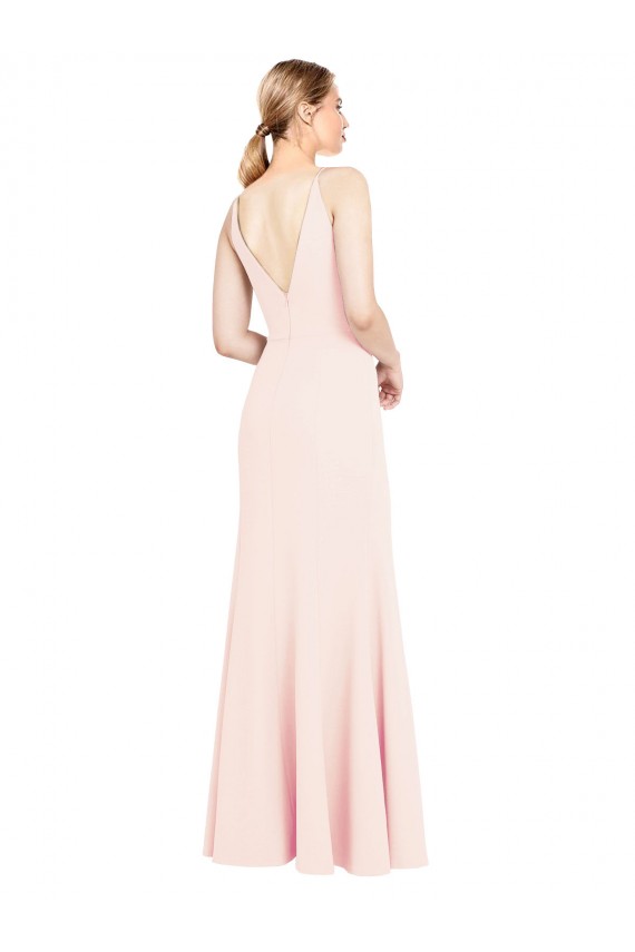 Sleeveless Pink V-Back A-Line V-Neck Pink Formal Dress