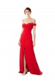 Sleeveless Red A-Line Off the Shoulder Red Formal Dress