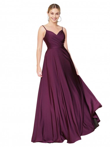 Affordable Sleeveless Wild Berry V-Back A-Line Spaghetti Straps Formal Dress Canada