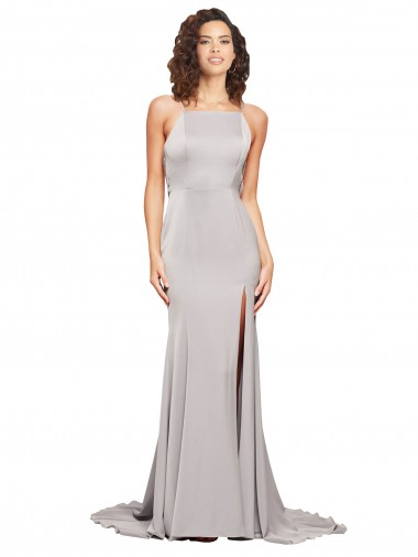 Affordable Sleeveless Low Back A-Line High Neck Formal Dress Canada