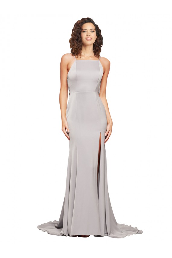 Sleeveless Low Back A-Line High Neck Formal Dress