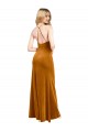 Sleeveless Gold Criss Cross Open Back A-Line Halter Neck Formal Dress