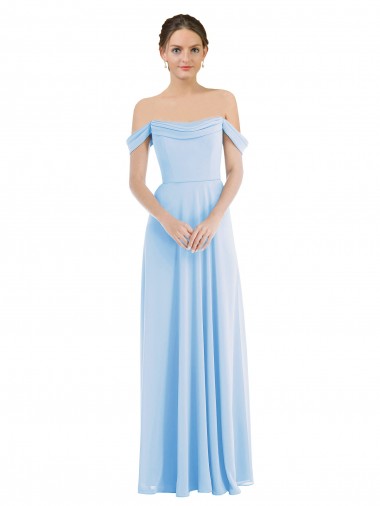 Affordable Sleeveless Light Sky Blue A-Line Off the Shoulder Formal Dress Canada
