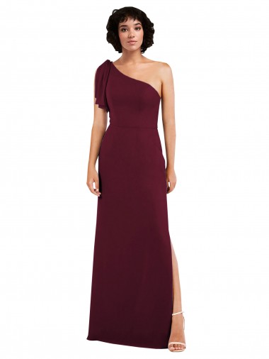 Affordable Sleeveless Burgundy A-Line One Shoulder Formal Dress Canada