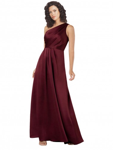 Affordable Sleeveless Burgundy A-Line One Shoulder Formal Dresses Canada