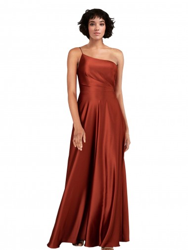 Affordable Sleeveless Burnt Orange A-Line One Shoulder Black Tie Formal Dress Canada