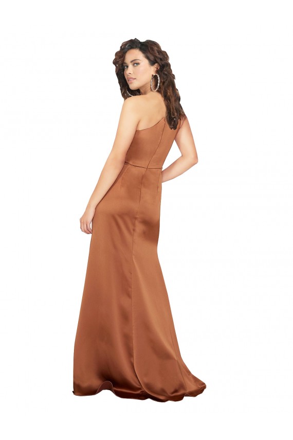 Sleeveless Orange A-Line One Shoulder Formal Dress