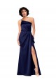 Sleeveless Sapphire A-Line One Shoulder Black Tie Formal Dress