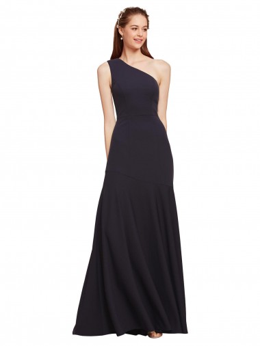 Affordable Sleeveless Dark Navy A-Line One Shoulder Formal Dress Canada