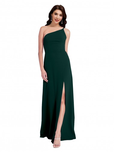Affordable Sleeveless Midnight Green Open Back A-Line One Shoulder Formal Dress Canada