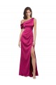 Sleeveless Fuchsia A-Line One Shoulder Formal Dress