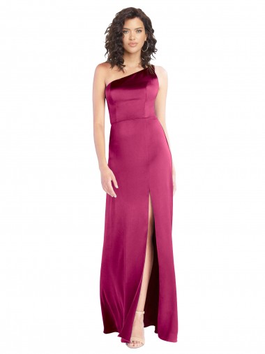 Affordable Sleeveless Fuchsia Open Back A-Line One Shoulder Formal Dress Canada