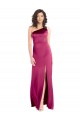 Sleeveless Fuchsia Open Back A-Line One Shoulder Formal Dress