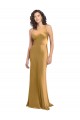 Sleeveless Gold A-Line Stretch Satin One Shoulder Formal Dress