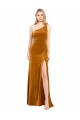 Sleeveless Gold A-Line One Shoulder Formal Dress