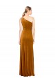 Sleeveless Gold A-Line One Shoulder Formal Dress