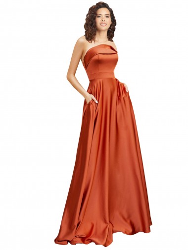 Affordable Sleeveless Burnt Orange Low Back A-Line Round Neck Formal Dress Canada
