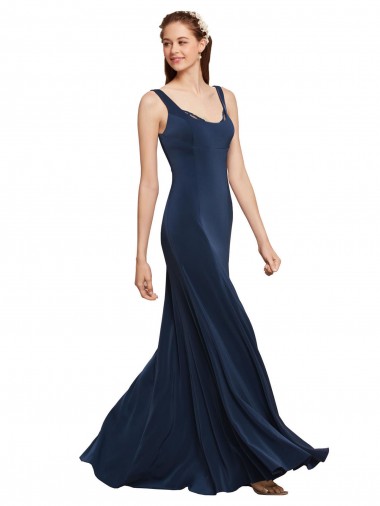 Affordable Sleeveless Dark Navy Low Back A-Line Round Neck Formal Dress Canada