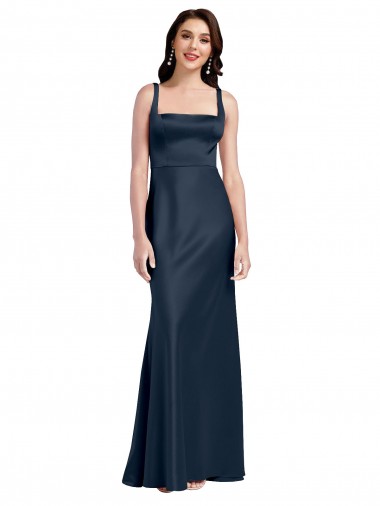 Affordable Sleeveless Dark Navy Low Back A-Line Square Neck Formal Dress Canada