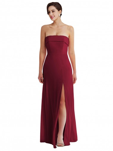 Affordable Sleeveless Burgundy Low Back A-Line Strapless Formal Dress Canada