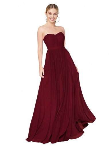 Affordable Sleeveless Burgundy A-Line Chiffon Sweetheart Formal Dress Canada