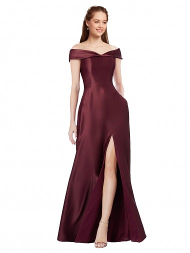Affordable Cap Sleeves Burgundy Gold A-Line Off the Shoulder Black Tie Formal Dress Canada