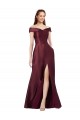 Cap Sleeves Burgundy Gold A-Line Off the Shoulder Black Tie Formal Dress