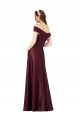 Cap Sleeves Burgundy Gold A-Line Off the Shoulder Black Tie Formal Dress