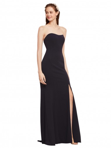 Affordable Sleeveless Dark Navy Low Back A-Line Strapless Formal Dress Canada