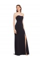 Sleeveless Dark Navy Low Back A-Line Strapless Formal Dress