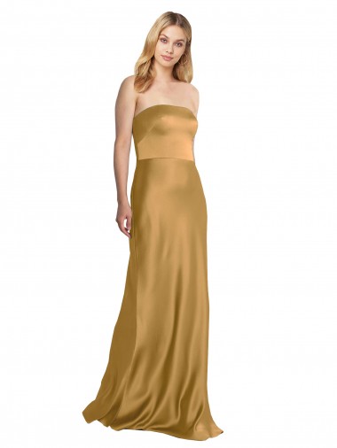 Affordable Sleeveless Gold A-Line Strapless Formal Dress Canada