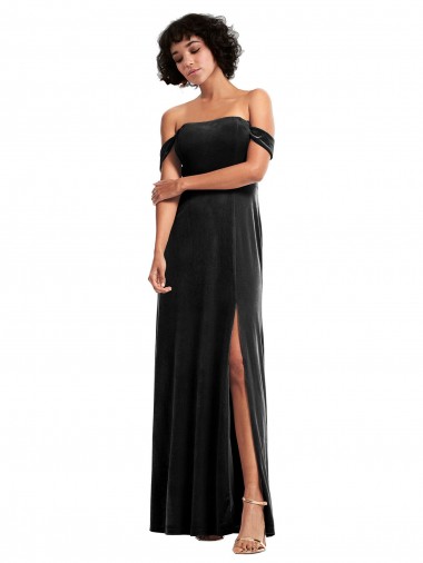 Affordable Sleeveless Black A-Line Off the Shoulder Formal Gowns Canada